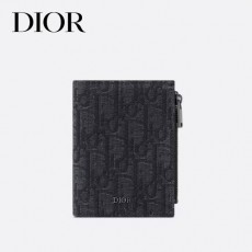 디올(DIOR) 버티컬 컴팩트 카드 지갑 - 블랙 Dior Oblique 자카드